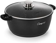 Cosychef LEIA,32 cm Cooking Pot,Cast Aluminium,Stone Effect Coating,With Glass Lid,Double Non-Stick Coating for Cooking Almost No Grease, For All Types Of Cookers, Including Induction,PFOA-Free