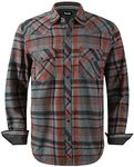 Men's Western Snap Casual Shirt Two Pocket Long Sleeve Flannel Shirt (Brown, M)