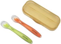 Aurrea Baby Spoons 2-Pack | Soft Silicone First Stage Feeding Spoon Set with Travel Case | Stage-Based Design for 0-6m & 6m+ | BPA-Free, Gum-Friendly for Infant & Toddler | Lime + Peach