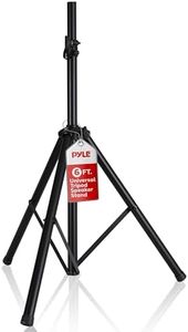 Pyle Universal Speaker Stand Mount Holder Heavy Duty Tripod w/ Adjustable Height from 40” to 71” and 35mm Compatible Insert Easy Mobility Safety Pin and Knob Tension Locking for Stability, Black