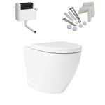 Comfort Height Back to Wall Toilet Rimless BTW Pan with White Soft Close Seat and Concealed Cistern - Abacus