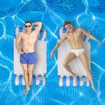 2 Pack Inflatable Water Hammock for Adults, Portable Water Hammock with Bottom Mesh for Vacation Fun and Rest (Blue 2pcs)