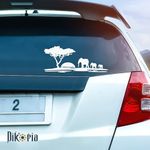 Dikoria Elephant Family Car Sticker, car Stickers for Car Exterior, Glass, Wall, Window | White Color Standard Size (12x12 Inch) | Design-Elephant Family Car Sticker White- D807