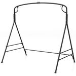 COSTWAY Metal Swing Frame, Heavy Duty A-Frame Swing Stand with Reinforced Bars and Hanging Rings, Outdoor 2 Hanging Ways Swing Seat Frame for Patio Garden Backyard Porch (170 x 118 x 165 cm)