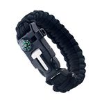 Nema Survival Bracelet Flint Fire Starter Gear With Compass - Black