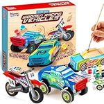 JOYIN Klever Kits Craft Kit Build & Paint Your Own Wooden Race Car Art & Craft Kit DIY Toy Make Your Own Car Truck Toy Construct and Paint Craft Kit