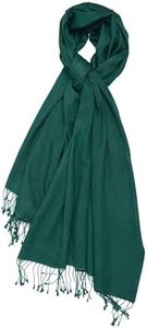 Cashmere Boutique: 70% Cashmere and 30% SIlk Pashmina Wrap Stole (Color: Bottle Green, Size: 28" x 80")