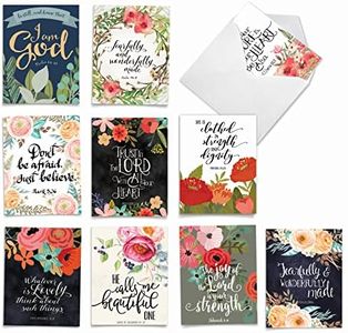 The Best Card Company - 10 Assorted Biblical Quotes Blank Encouragement Notecards Box Set 4 x 5.12 Inch w/Envelopes Religious Christian Verse (10 Designs, 1 Each) - Praise Papers M6635OCB