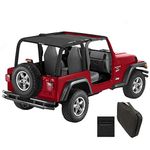 Shadeidea Sun Shade for Jeep Wrangler TJ 1997-2006 Sunshade Top Front+Rear-Black Mesh Screen Cover UV Blocker with Grab Bag Storage Pouch-10 Years Warranty