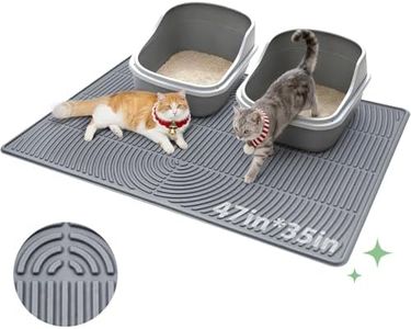 Pawtasy Cat Litter Box Mat,47" x 35" Extra Large Silicone Waterproof Litter Trapping Mat for Scatter Control Soft on Kitty Paws Non-Slip Easy to Clean