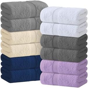 White Classic Wealuxe Cotton Hand Towels - Soft and Lightweight - 16x27 Inch - 12 Pack - Multi