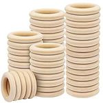 Kurtzy 50 Pack Natural Wooden Rings - Unfinished DIY Wood Craft Hoops - Wood Ring for Arts and Crafts or Macrame - 55mm Diameter Wood Hoop