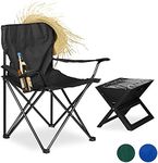 Vencier Folding Camping Chair – Outdoor Portable Garden Chair, Lightweight Design Lounger Seat with Cup Holder – Ideal for Summer to go Beach, Sun Bathing, Fishing, Parties, Trips and BBQs (Black)