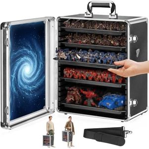 ONULISS Miniatures Carrying Case with 5 Metal Trays, Magnetic Figure Display & Transport Box with Adjustable Shoulder Strap, Model Storage Holder for Collectible Compatible with Warhammer 40K, Gift