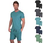 Light & Shade Men's Top and Short Bottoms Pyjama Set Blue