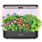 Yoocaa 12 Pods Hydroponics Growing System, Large Indoor Herb Garden with LED Light, Up to 19.4'' Height Adjustable Hydroponics Gardening System for Home Kitchen Gardening (Black)