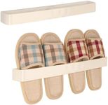 BELLE VOUS (2 Pack Beige Wall-Mounted Shoe Racks - Plastic Adhesive Hanging Door Storage Holder for Shoes/Slippers - Closet/Entryway Organiser Shelf