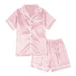 Little Baby Girls Boys Set Satin Silk Kids Short 2 Piece Button Down Classic Loungewear Shorts Boy Outfit Size 4 (Gold, 3-4 Years)