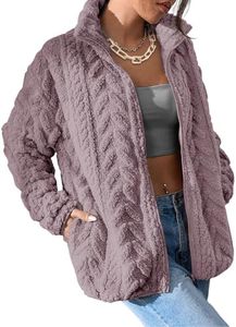 Dokotoo Girls Lightweight Fall Jackets Zip Up Fuzzy Long Sleeves Tops Side Pockets Plus Size Coats Baggy Outerwears,Purple X-Large