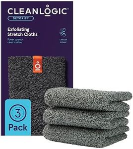 Cleanlogic Charcoal Exfoliating Washcloths - Shower Exfoliator - 3 Count