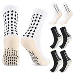 Zuimei 4 Pairs Football Grip Socks for Men,Anti-Slip Football Sports Socks,Grippy Socks Gain the Edge Grip Socks with Rubber Pads,Breathable Soccer Socks for Basketball Hiking Running