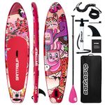 Santasup Blow Up Paddle Board Pink Inflatable Paddle Board for Adults, 10ft Yoga Stand Up Paddle Board, Sup Board with Accessories, Non-Slip Deck, Travel Backpack Wide Stance