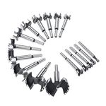 KUNTEC 16PCS Precision Shear Serrated Edge Forstner Drill Bits 1/4 Inch to 2-1/8 Inch Carbon Steel Woodworking Drill Bit Hole Saw Bit Cutter