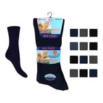 Rozgul 6 Pairs BNG Men's Big Foot Extra Wide Diabetic 100% Cotton Socks - Ideal for Swollen Legs, UK Size 11-14 - Non-Binding, Comfortable, and Breathable,Non Elastic Loose Soft Top