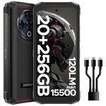 DOOGEE Fire6 Power Rugged Smartphone - 15500mAh Battery, 20(8+12) GB RAM+256GB ROM, Dual LED Flash, 6.56" 90Hz Screen, 33W Fast Charge, IP68/69K, Android 14, 3 Card Slots(4G Dual SIM+TF), NFC, GPS