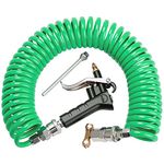 Boeray Heavy Duty Truck Air Duster Blow Gun Cleaning with 9 Meter Long Coil and 2 Interchangeable Nozzle Tips- Green Air Seat Blow Gun Kit