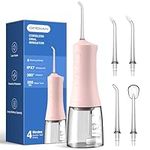 Operan Water Flossers for Teeth Cleaning Upgraded 300ml Cordless Water Dental Flossers Portable Rechargeable Oral Irrigator with 4 Modes 4 Jet Tips IPX7 Waterproof Water Floss for Home Travel (Pink)