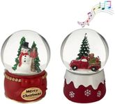 BYXZCX S/2 Christmas Snow Globe, 100mm Water Globe, Musical Red Car and Snowman Snow Globe, Snow Globes，Santa Snow Globe, Snow Globes Christmas