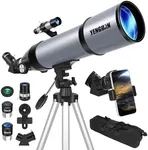 Telescope for Adults & Kids 80mm Aperture 600mm, Telescope for Adults High Powered, Beginners in Astronomy to See Planet, with Phone Adapter and Moon Filter, Carry Bag, Gray