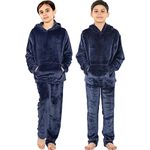 A2Z 4 Kids Childrens Warm Fleece Twosie Hooded Pyjamas - PJS 215 Navy 5-6