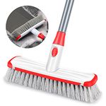 Scrub Brush Floor Brush with Long Handle, Deck Brush Floor Scrubber 2 in 1 Scrape Brush Stiff Bristle Shower Brush Scrubbing Brush Cleaning Brush for Bathroom, Kitchen, Tub, Carpet, Grout, Tile