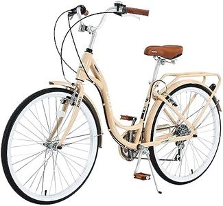 BALINGE 24 Inch Cruiser Bicycle 7 Speed，Beach Cruiser Bike for Women，24” Womans Bike Pink，Hybrid Cruiser Bike 7 Speeds Trek Hybrid Bike for Women,Lotus Pink（Beige）, 24 Inch