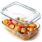 1.35L Glass Casserole Dish With Glass Lid, Glass Bakeware Glass Microwave Casserole Dish Lidded, Oven Cookware