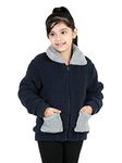 Naughty Ninos Girls Navy Front open Sherpa Jacket (NN00054JKT_Navy_13 Years-14 Years)