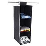 SHREY CREATION Non-Woven Hanging Cloth Organizer/Wardrobe Shelf Organizer (3 Shelves, Black Pack of 1)