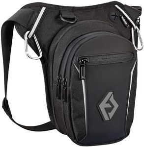 Eshow Sacoche de Jambe Moto Capacité Extensible, Sac Banane Femme Homme avec Bande Réfléchissante, Ceinture et Sangle de Jambe Réglables, 2 Mousquetons pour Randonnée Pêche Noir