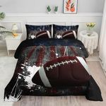 Smell Sunshine American Flag Comforter Set American Football Graffiti Printed Bedding Set with 1 Comforter and 2 Pillowcases for Boys and Girls Bedroom All Season(Football-2 Full)