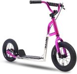 Sullivan Terra Firma Youth Scooter | All Terrain Scooter BMX Style with 12 Inch Wheels for Ages 6-12 | Adjustable Stem Kick Scooter with Rear V-Brake, Max-Weight 176 lbs (Pink, Silver, Black)