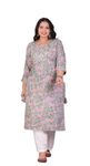 LABULY Designer Jaipuri Women Embroidered Viscose Rayon Straight Plus Size Kurta (Grey)