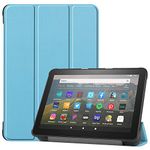 Fead Case for All-New Fire HD 8 2020 / HD 8 Plus, Tri-fold Folio Stand with Auto Wake/Sleep Case for All-New Amazon Fire HD 8 2020 and Fire HD 8 Plus Tablet (10th Generation, 2020 Release),Light Blue