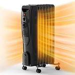 Oil Heater, 1500W Air Choice Electric Portable Space Heaters with 3 Heat Settings, Overheat & Tip-Over Protection, Adjustable Thermostat, Quiet Oil Filled Radiator Heater for Indoor Use, Home, Office
