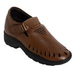 Celby Genuine Leather Height Increasing Casual Elevator Sandal,Tan (6)