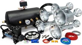 HornBlasters Admiral 544K 5 Gallon 150PSI Train Horn Kit - 5 Chrome Trumpets - Huge Sound