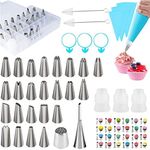 iDopick 38 Pieces Cake Decorating Supplies Kit, Icing Piping Bags and Tips Set for Beginners,24 Stainless Numbered Icing Tips with Pastry Bags with Package Box and Instruction