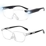 OuShiun Magnifying Glasses with LED Light and Original for Men and Women USB Rechargeable Magnifier Eyeglasses, Black, 1.6X 2pcs Set