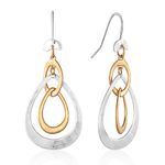 INNERDIVA Hammered Dangle Earrings with Two Tone Disc Boho Earrings Jewelry Gift for Women